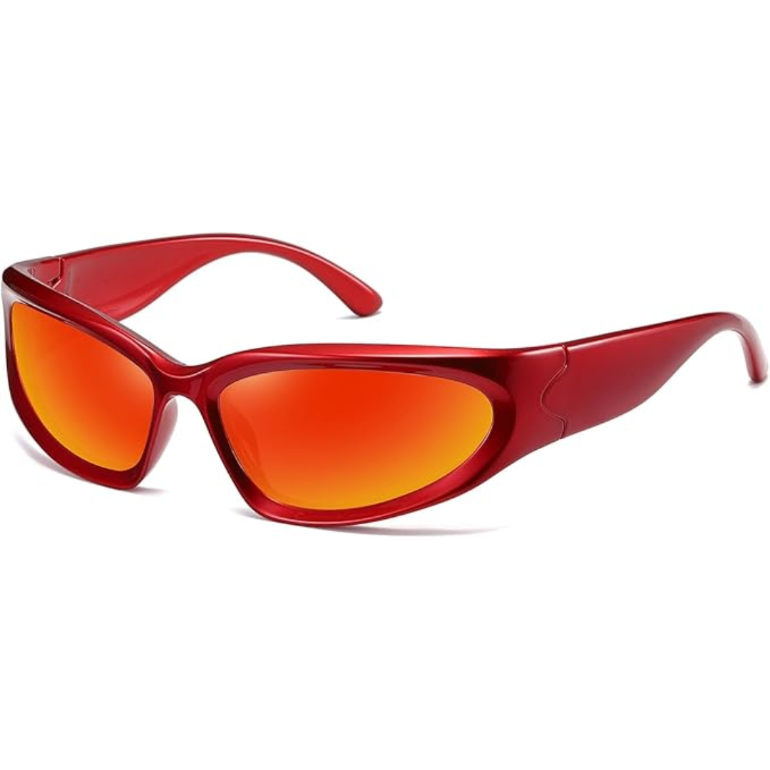 SwiftWrap polarized wrap-around sunglasses on a sports field, ready for action
