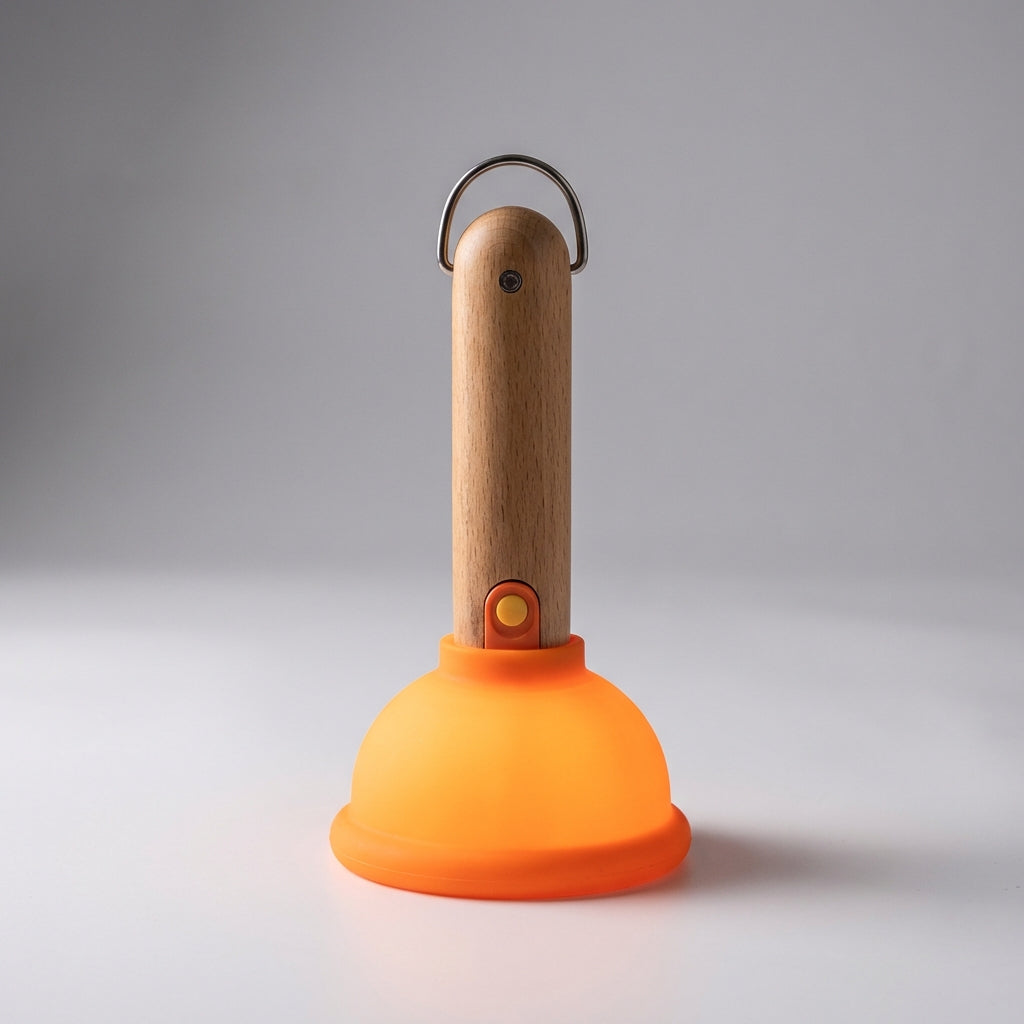 Color-changing LED lamp, plunger style, ideal as a table lamp or for ambient stress relief