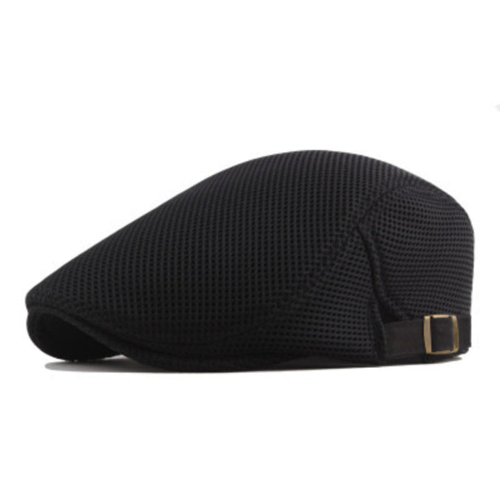 Unisex flat cap modeled outdoors, showing its lightweight and breathable design for summer comfort.