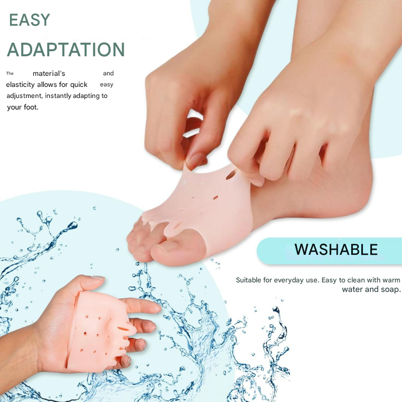 Soft silicone toe spreaders with cushion pads for effective bunion pain relief, plantar fasciitis, and foot alignment.