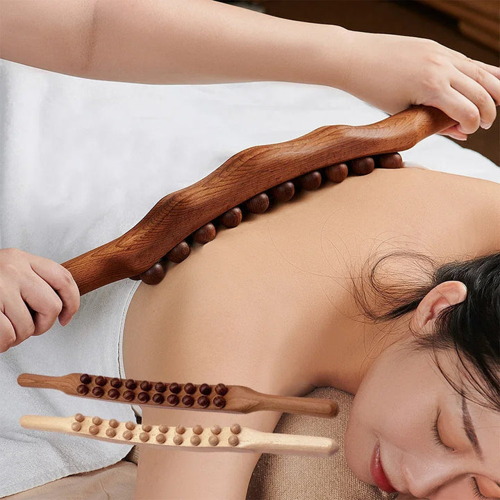 Unisex TheraWood Gua Sha therapy stick for deep muscle relief. Natural wood massager for pain.