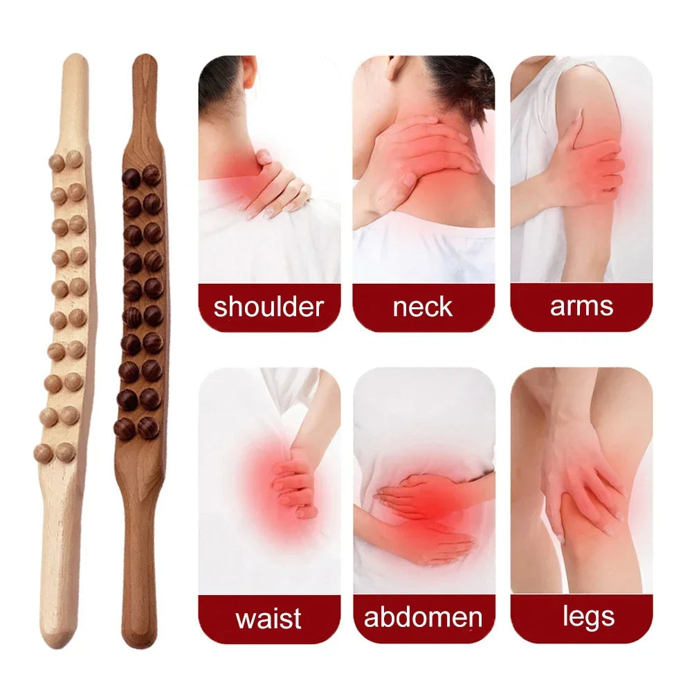 TheraWood gua sha tool for lymphatic drainage & skincare. Natural wood massager promotes wellness & relaxation.