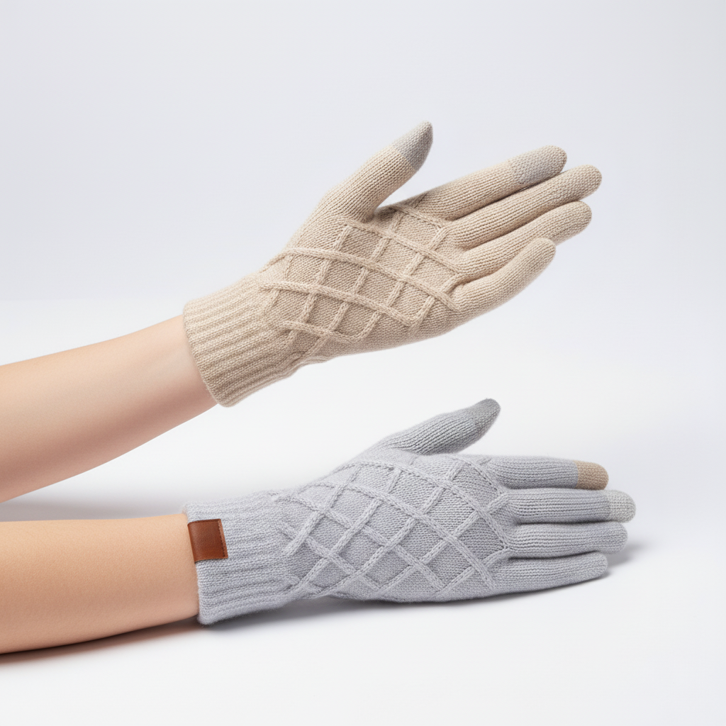 Comfortable fleeceknit touchscreen gloves, black, two-pack for winter sports