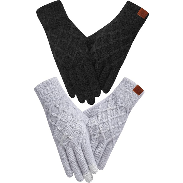 Female hand wearing a black ArcticTap thermal knitted touchscreen glove
