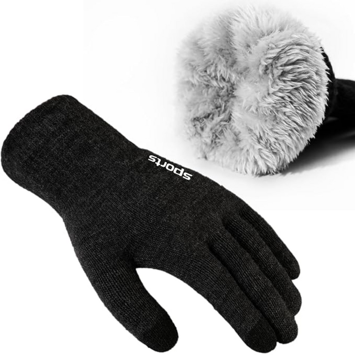 Warm fleece winter gloves with touchscreen compatibility, perfect for outdoor sports & activities.