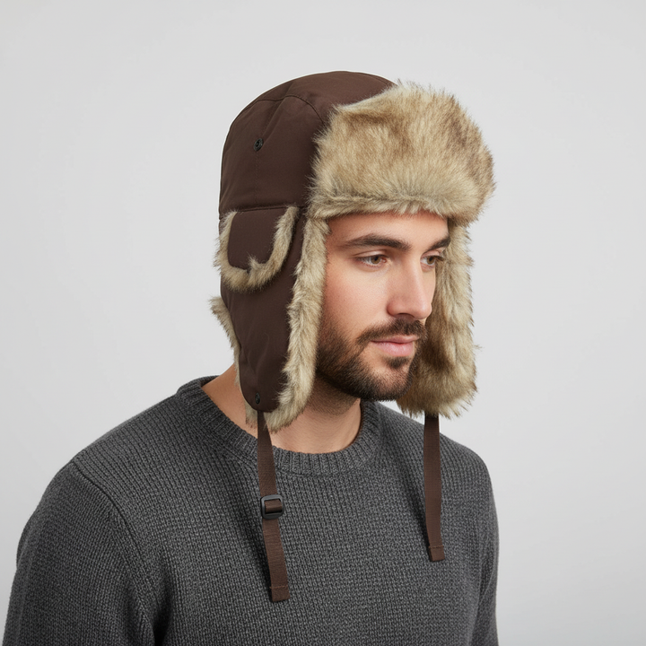 Outdoor winter trapper hat, Unisex TrapperCozy, with warm ear flaps and chin strap