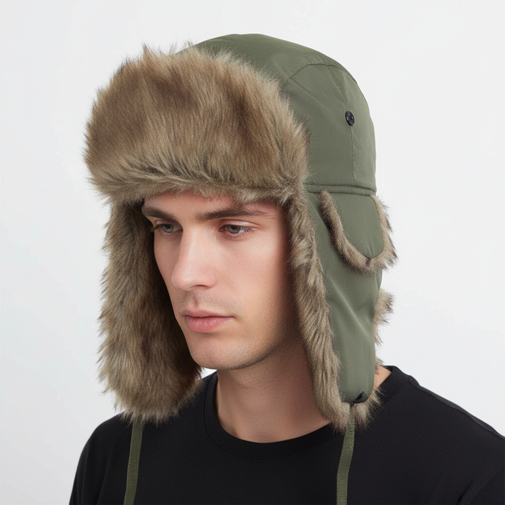 Faux fur-lined trapper hat, Unisex TrapperCozy, ultimate warmth for extreme cold