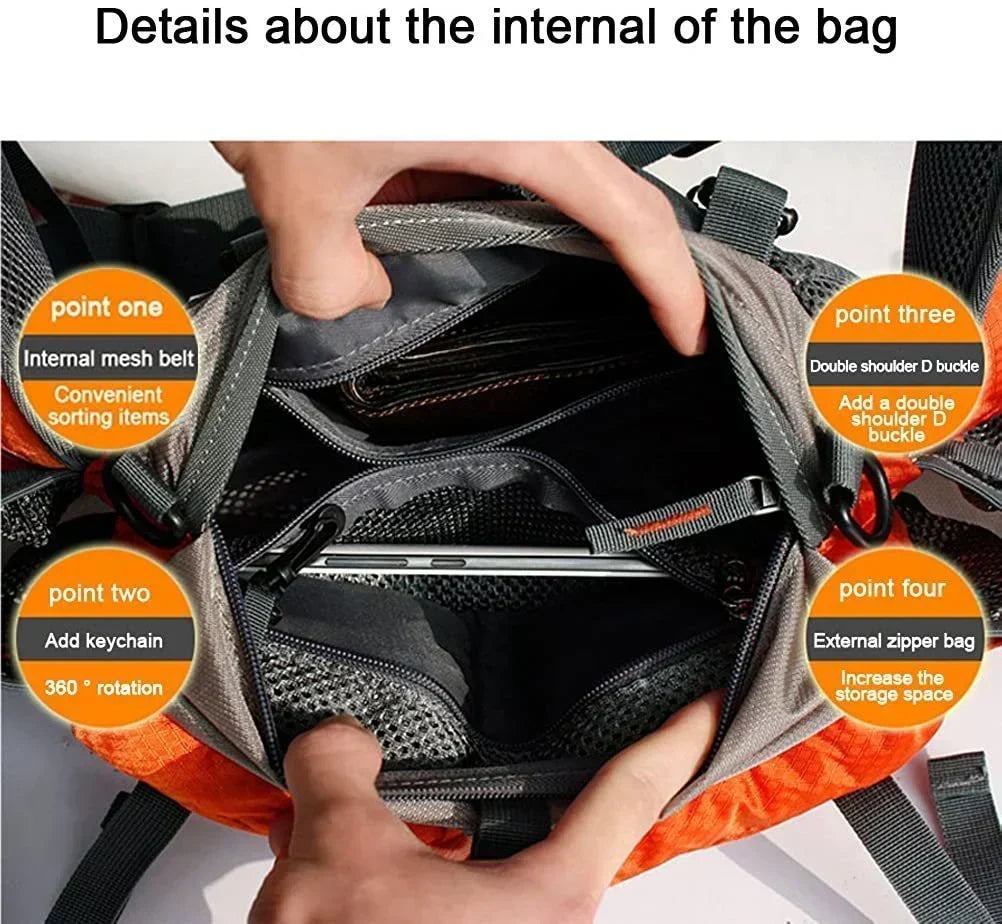 Side view of the Unisex Waterproof Outdoor Waist Bag, showing its slim profile and secure fit