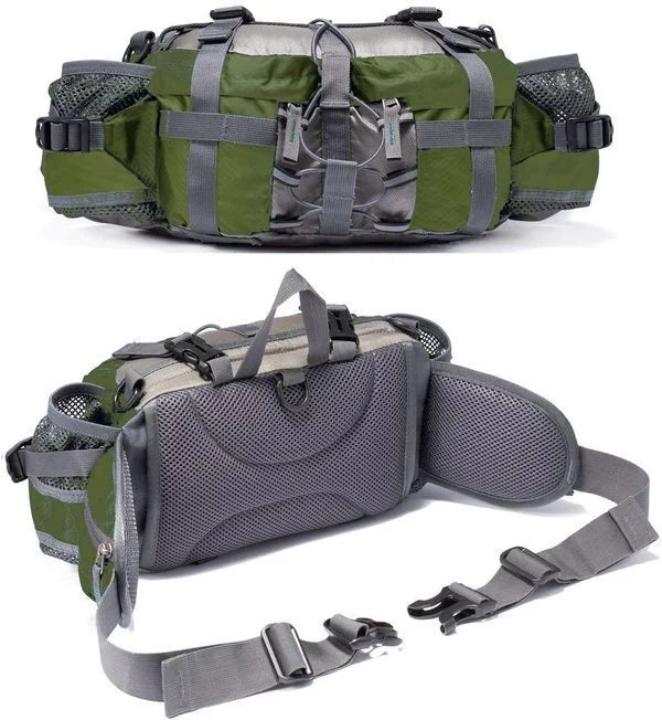 Overhead shot of the Ultralight Outdoor Waist Bag, showcasing its compact size and organized interior