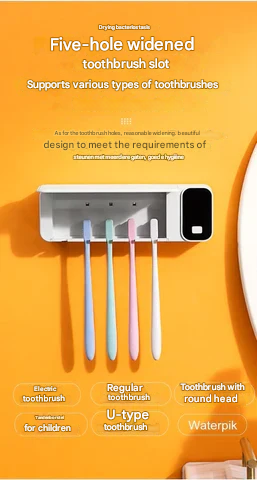Modern bathroom accessory: UV toothbrush sterilizer, provides ultimate oral hygiene for the family.