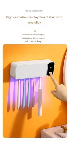 High-tech UV toothbrush sterilizer, a rechargeable device for advanced dental health and hygiene.