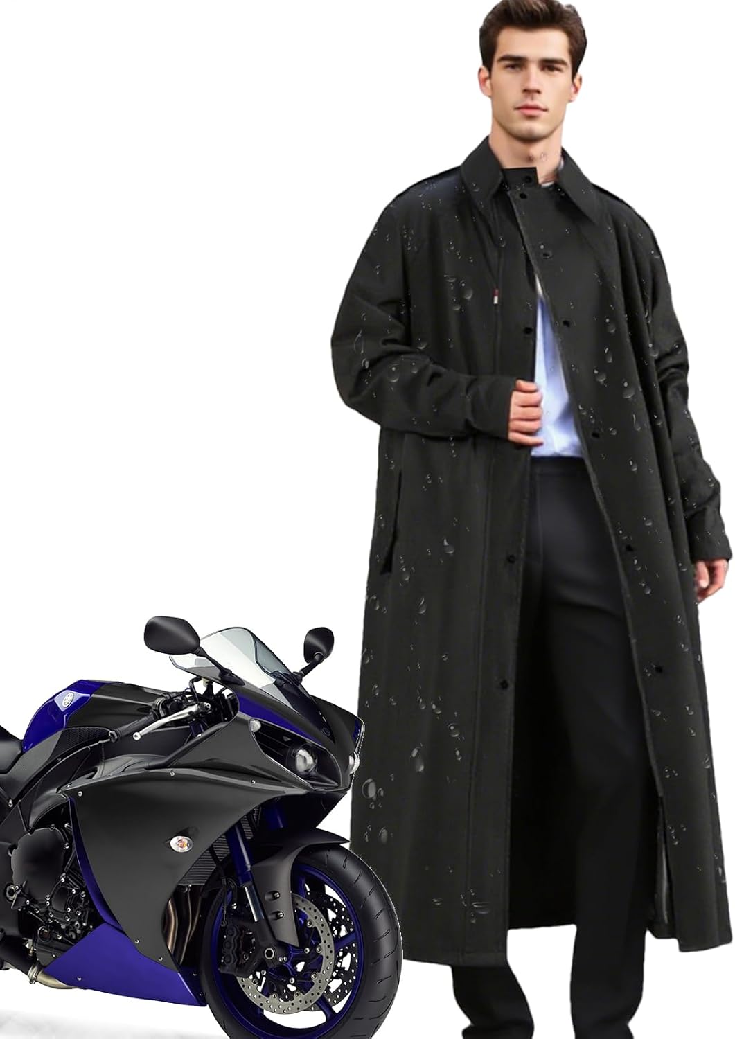 Unisex Veridra long raincoat, waterproof and lightweight for adults, ideal for commuting in all weather