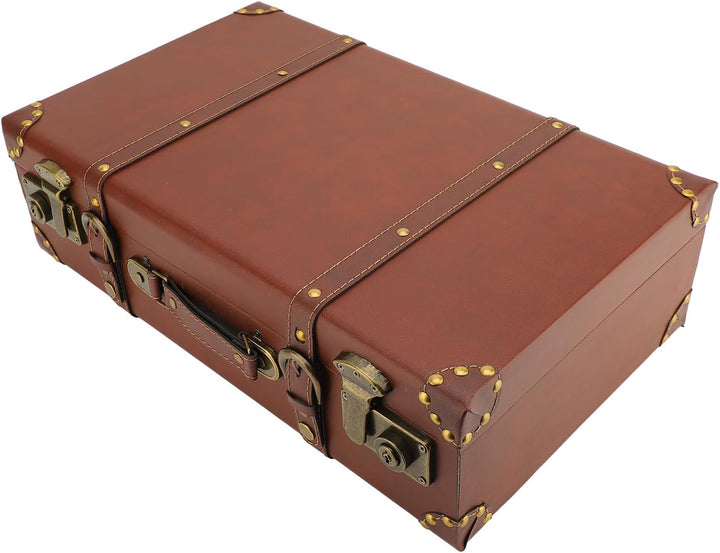 Unisex vintage brown leather carry-on overnight case with secure lock, ideal for retro travel style.