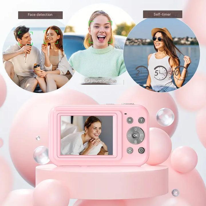 Compact unisex digital camera, retro design, great for everyday photography and quick snaps.