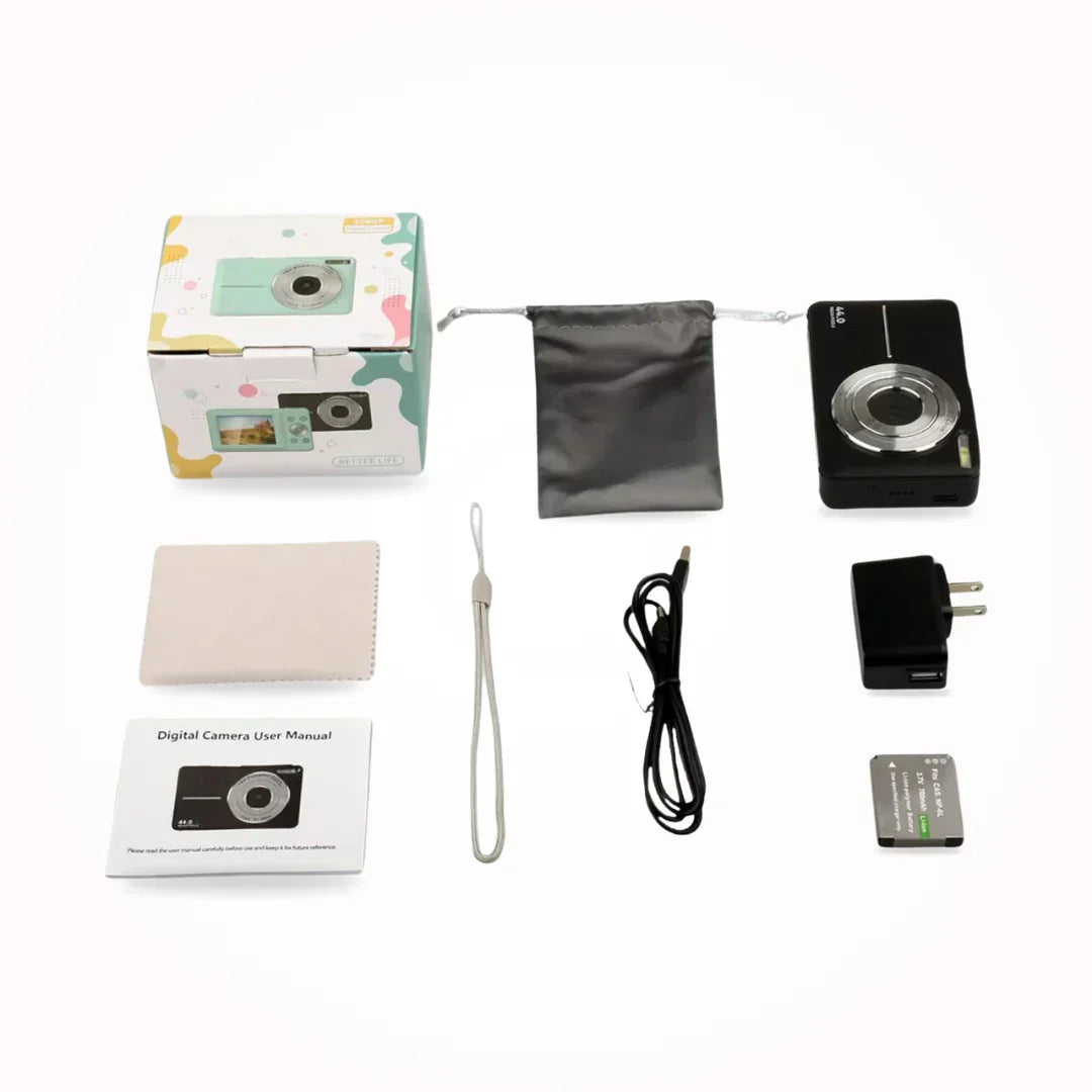 Cool vintage camera gadget, high-res digital photography, 1080p video, easy memory capture.
