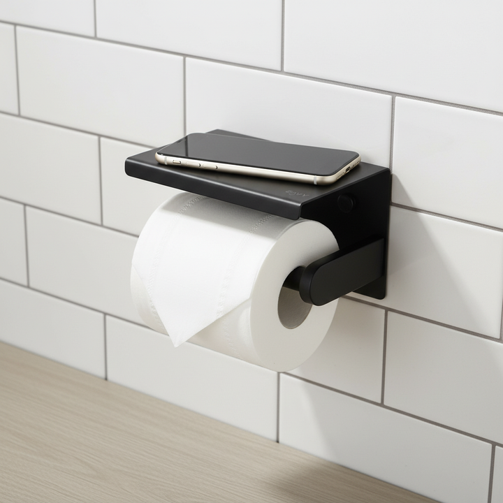 Unisex Wall-Mounted Toilet Paper Holder with Shelf