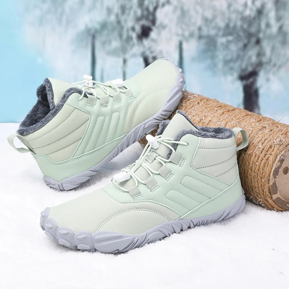 Unisex Warm Barefoot Snow Boots FrostFlex, slip-resistant for winter comfort & outdoor adventures.