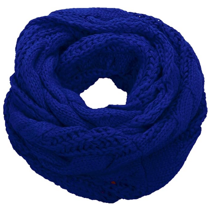 Close-up of ribbed knit texture on a Davina unisex winter scarf, soft and warm accessory