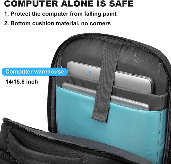 Sleek unisex water-resistant backpack. Organized compartments protect laptop & essentials for travel.