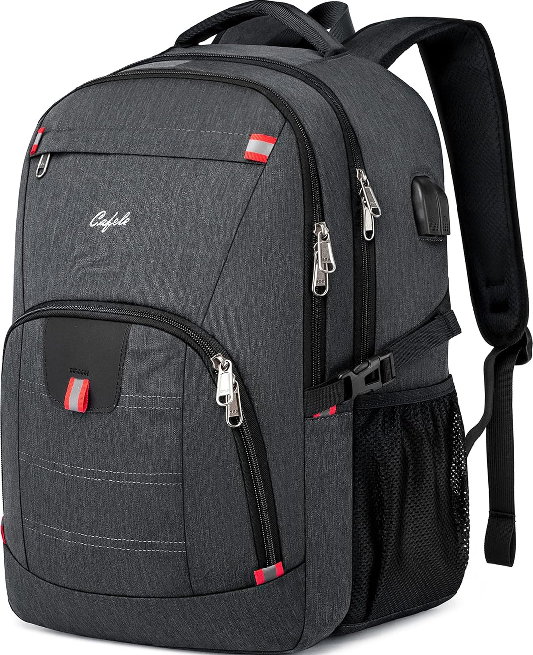Versatile unisex work bag, water-resistant, anti-theft, USB for charging, organized compartments.