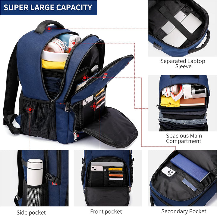 All-weather water-resistant laptop backpack with anti-theft design and external USB charging.