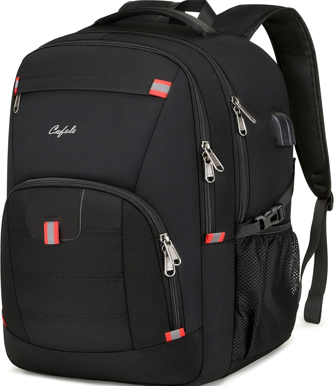Organized water-resistant backpack with anti-theft design, USB port, perfect for tech-savvy users.