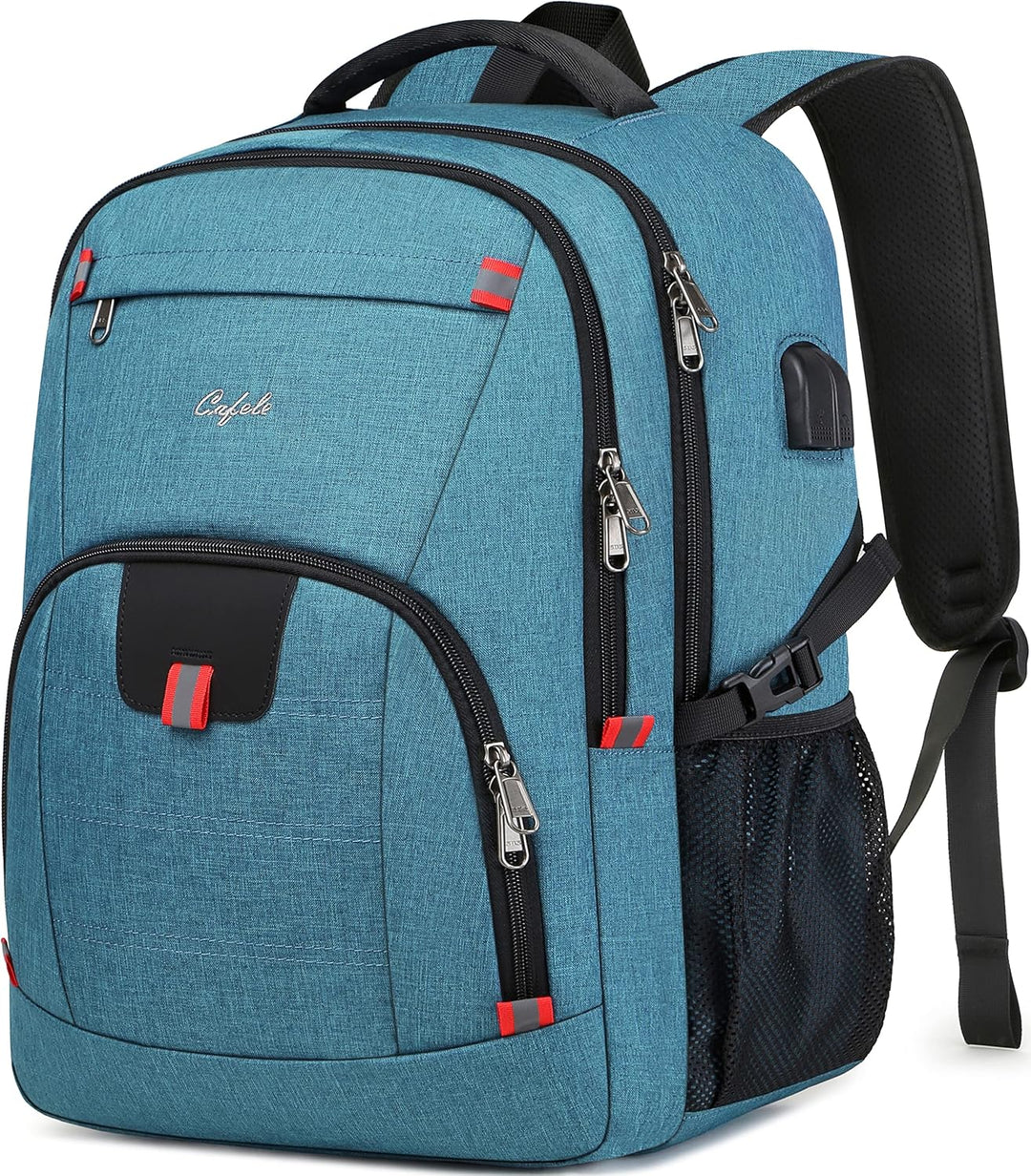 Durable water-resistant school backpack with USB port, anti-theft pockets, fits laptops & tech gear.