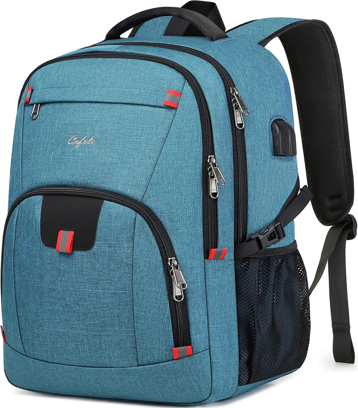 Durable water-resistant school backpack with USB port, anti-theft pockets, fits laptops & tech gear.