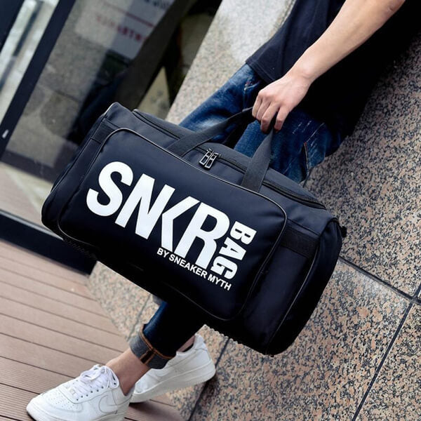 Unisex water-resistant multi-compartment sneaker & gear bag, perfect for travel or gym essentials.