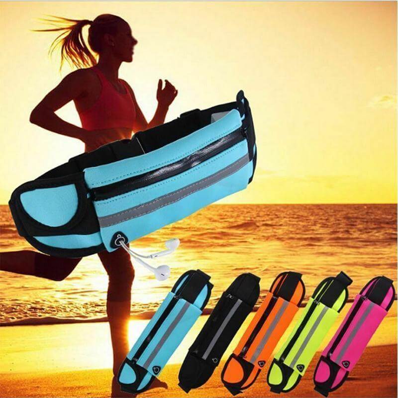 Unisex fitness running belt for men & women. Water-resistant waist pack keeps phone secure during workouts.
