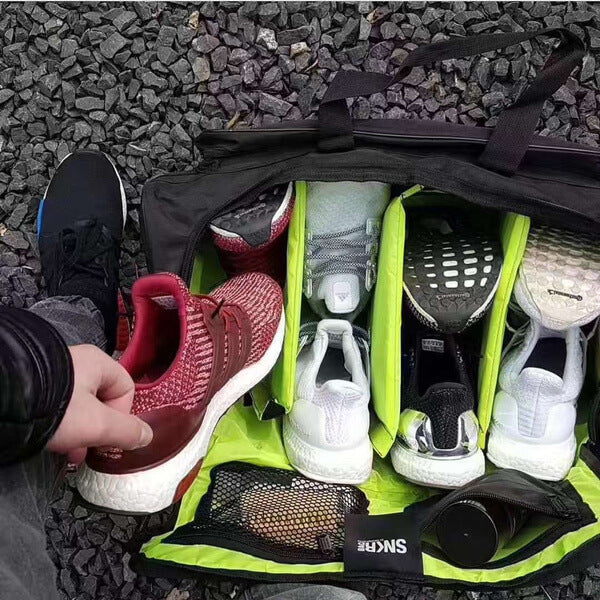 Close-up of the durable, water-resistant fabric of the black unisex travel bag