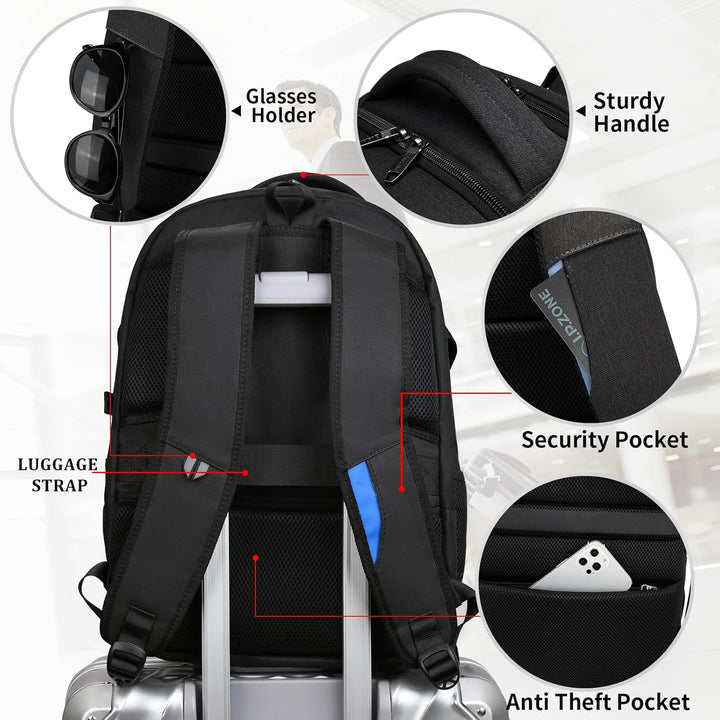 Secure anti-theft travel backpack, with a dedicated laptop compartment.