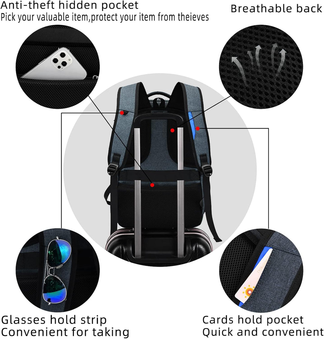 Water-resistant USB backpack for tech-savvy travelers & commuters.