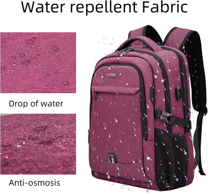 Travel-ready USB backpack, water-resistant, with ample space for essentials.