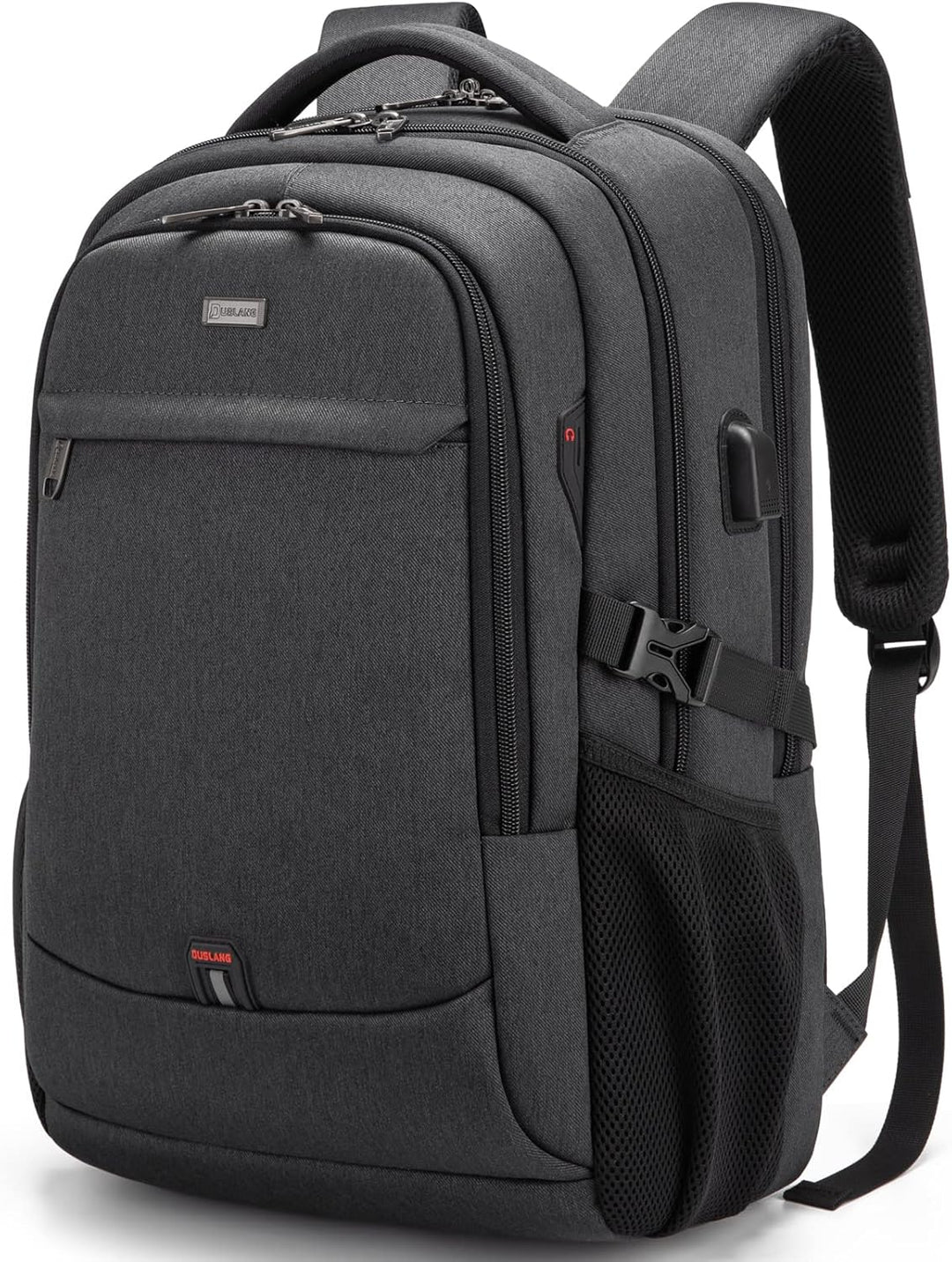 Unisex water-resistant backpack, ideal for laptops, travel, and daily use.