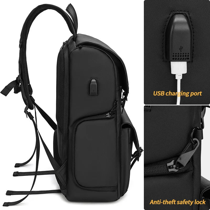 Unisex large capacity waterproof camera shoulder bag worn by a person, illustrating comfortable fit and size