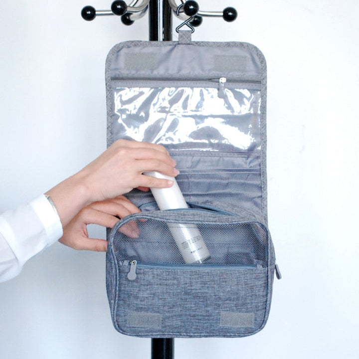 Deluxe portable toiletry organizer for men and women, featuring a secure zip closure.