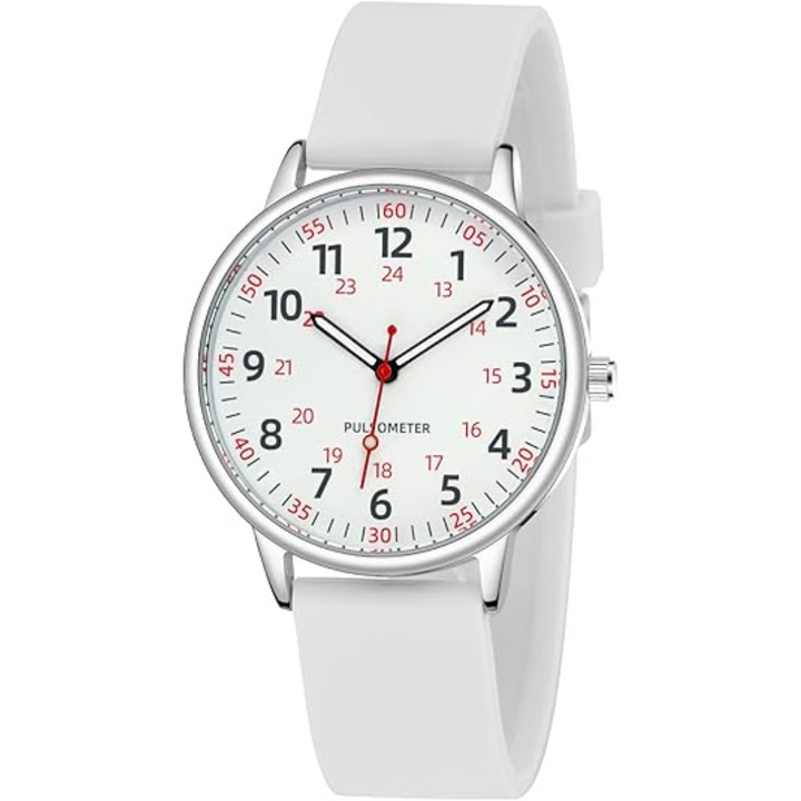 Unisex waterproof silicone fob watch, white, for nurses/doctors, medical accessory