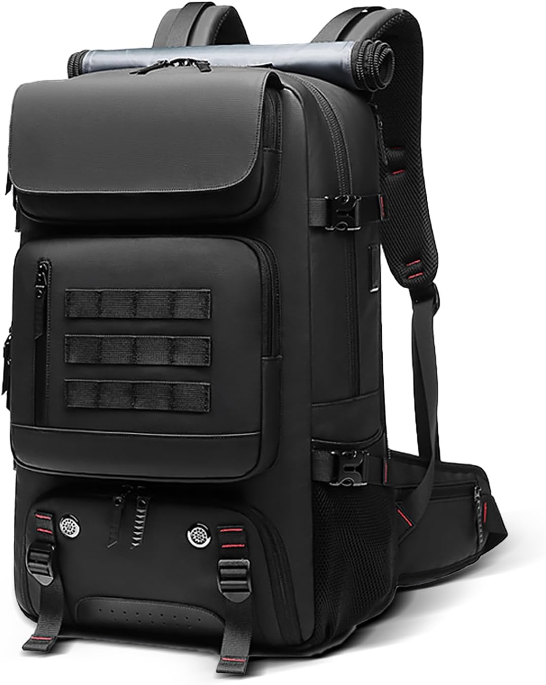Unisex waterproof travel backpack with dedicated shoe compartment & integrated USB charging port.
