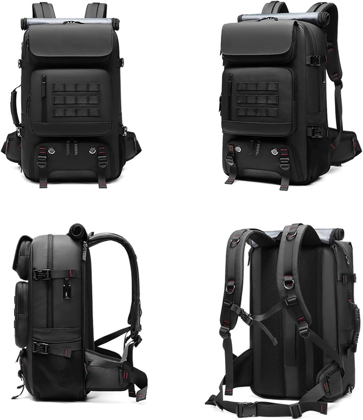 Durable anti-theft travel backpack, waterproof, with a laptop sleeve & separate shoe compartment.