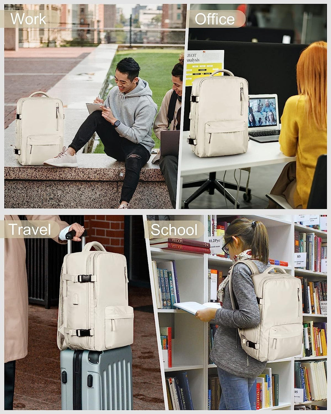 Black waterproof travel backpack with integrated USB charging port for phone & devices.