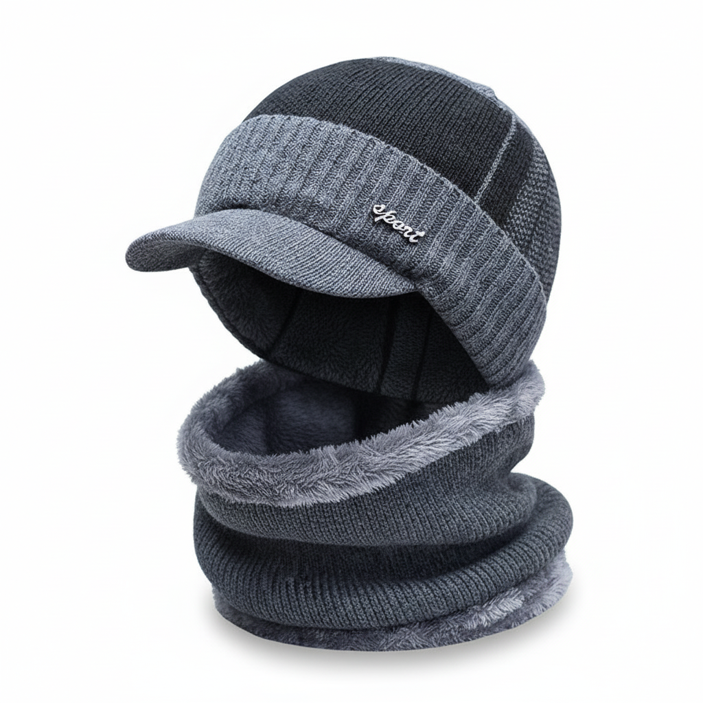 High-quality unisex winter cap with an ergonomic face protection feature.