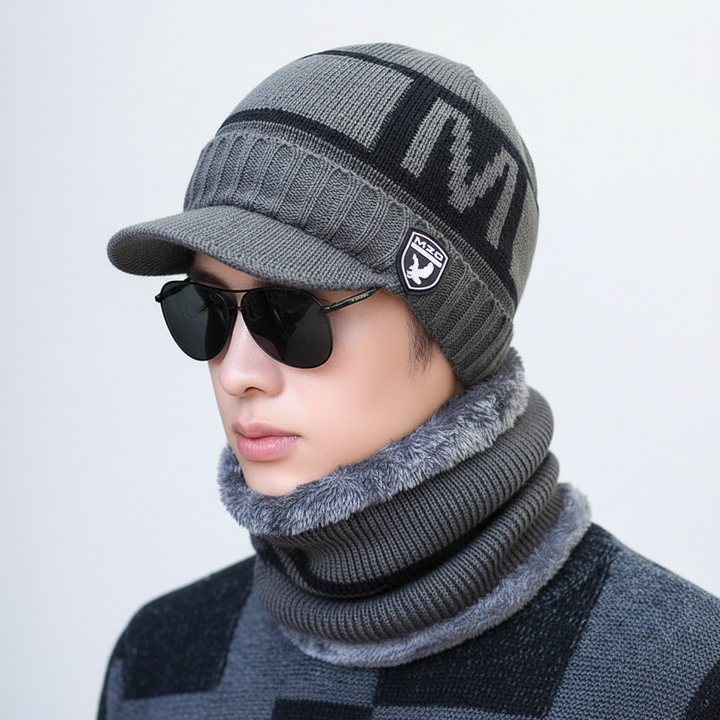 Knitted balaclava with integrated visor, breathable, unisex design