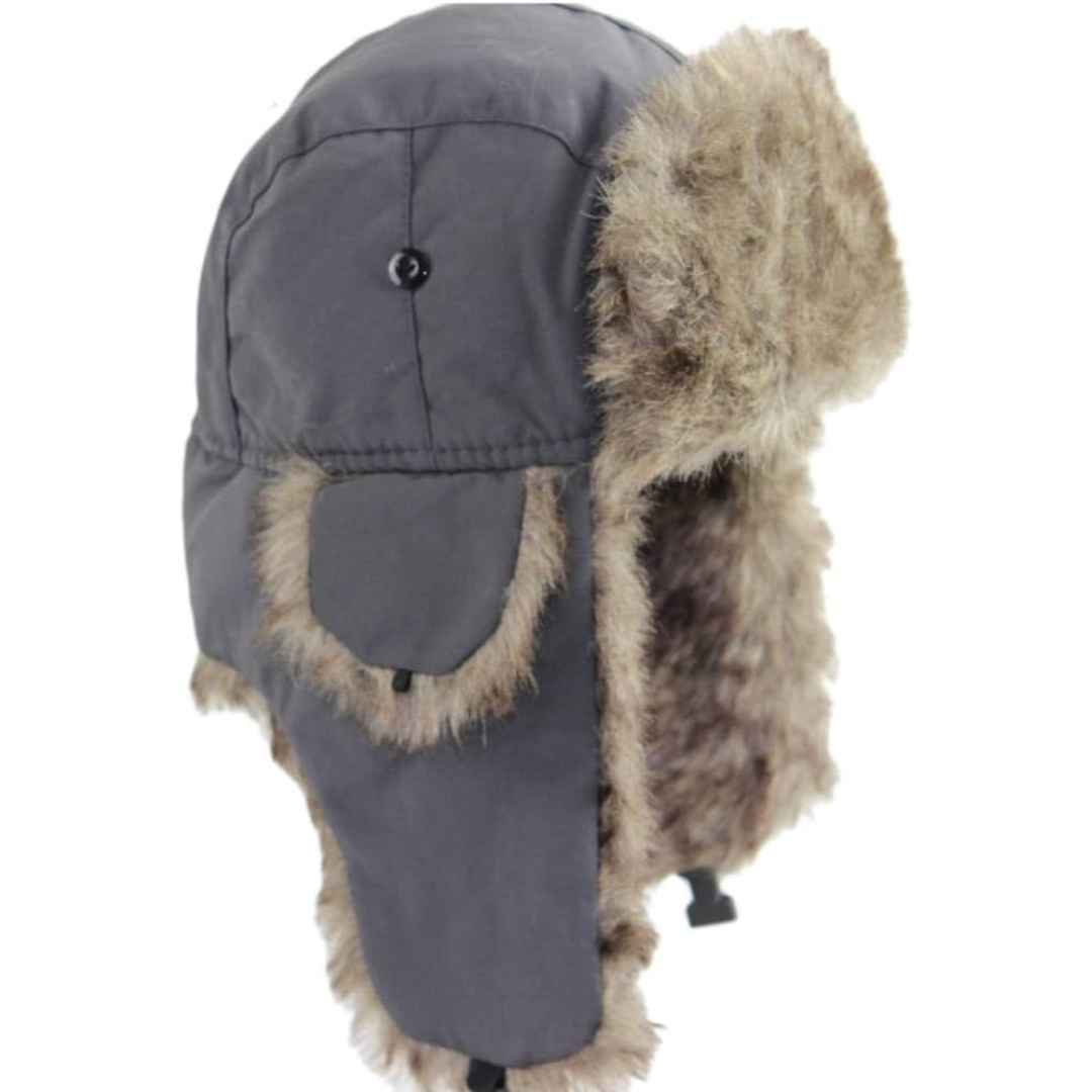 Adventure-ready unisex trapper hat, featuring a comfortable faux fur lining to brave the cold.