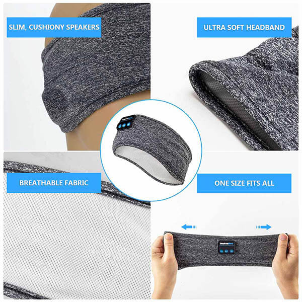 Soft fabric wireless sleep headphones band, designed for ultimate comfort during sleep & audio listening.