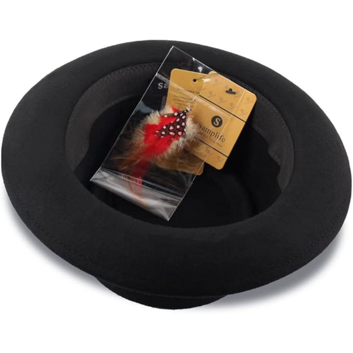 Brown wool felt pork pie fedora hat, unisex design, elegant and warm winter hat.
