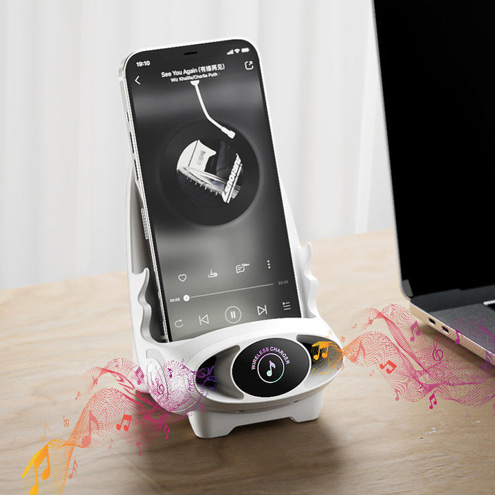 Qi-enabled 15W fast wireless phone charger with FlexCharge adjustable holder for quick power.