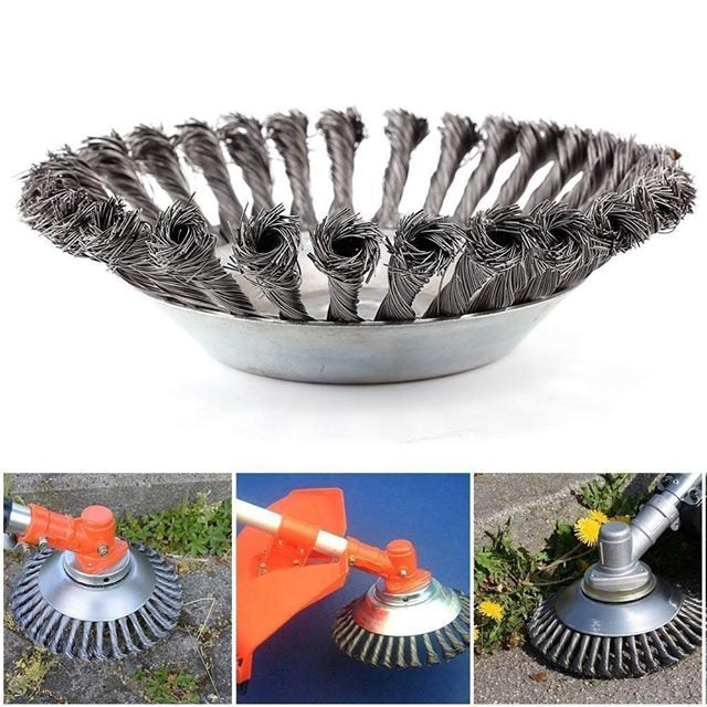 Durable steel trimmer blade, universal fit. Perfect for removing tough weeds and cutting grass.