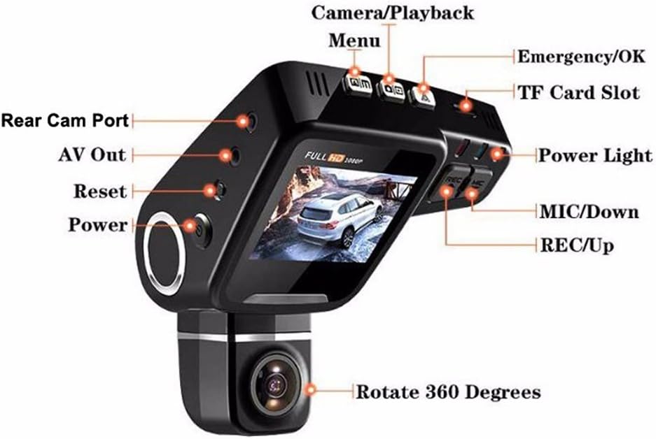 Compact universal WiFi dash cam with G-Sensor, 1080p recording, 170 deg view