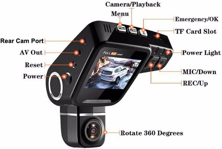 Compact universal WiFi dash cam with G-Sensor, 1080p recording, 170 deg view